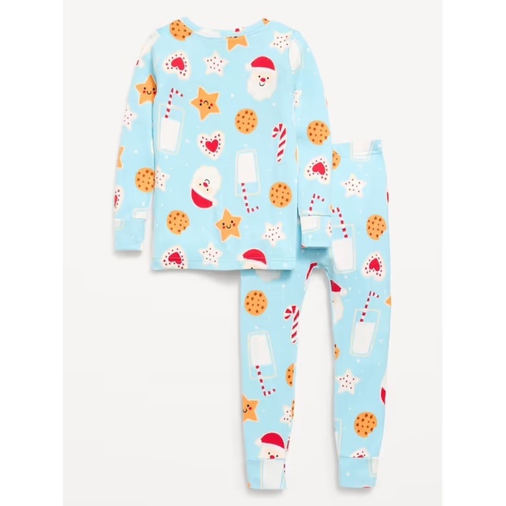 Old Navy Kids Christmas Pajama Set Santa Cookies Milk Blue 2pc NWT 6T